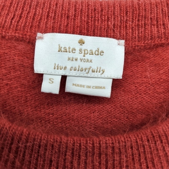 Kate Spade rabbit hair short sleeve orange sweater women's size small - Picture 5 of 7